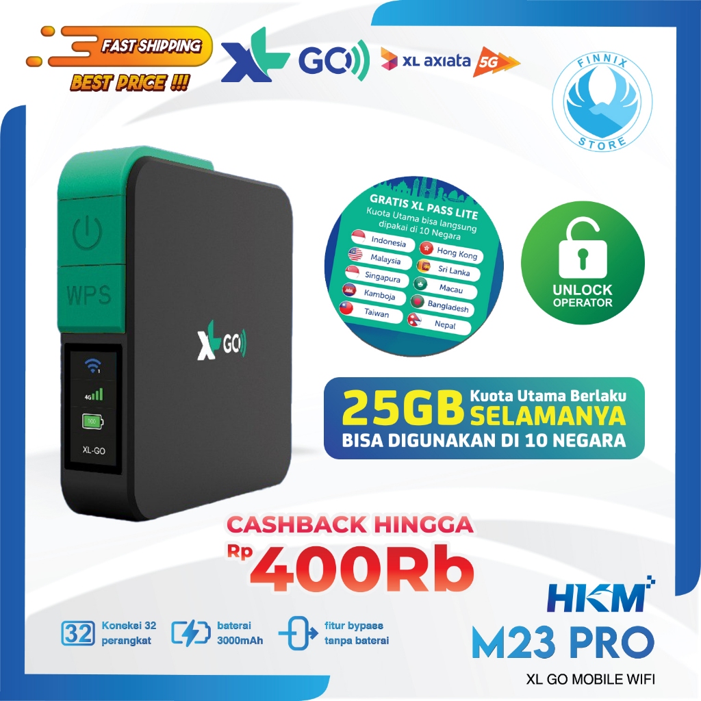 HKM M23 PRO Modem Mifi Wifi XL GO IZI 4G Portable Bypass & Unlock Bonus Data 25GB