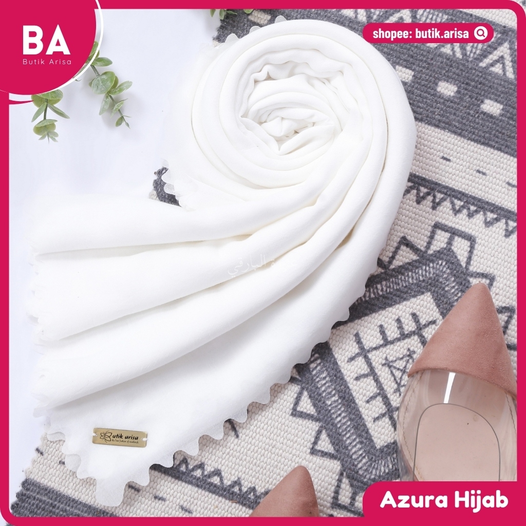 Azura Butik Arisa Hijab Putih Segi Empat Syari Putih Tulang Jilbab Putih Segiempat Polos Putih Tulan