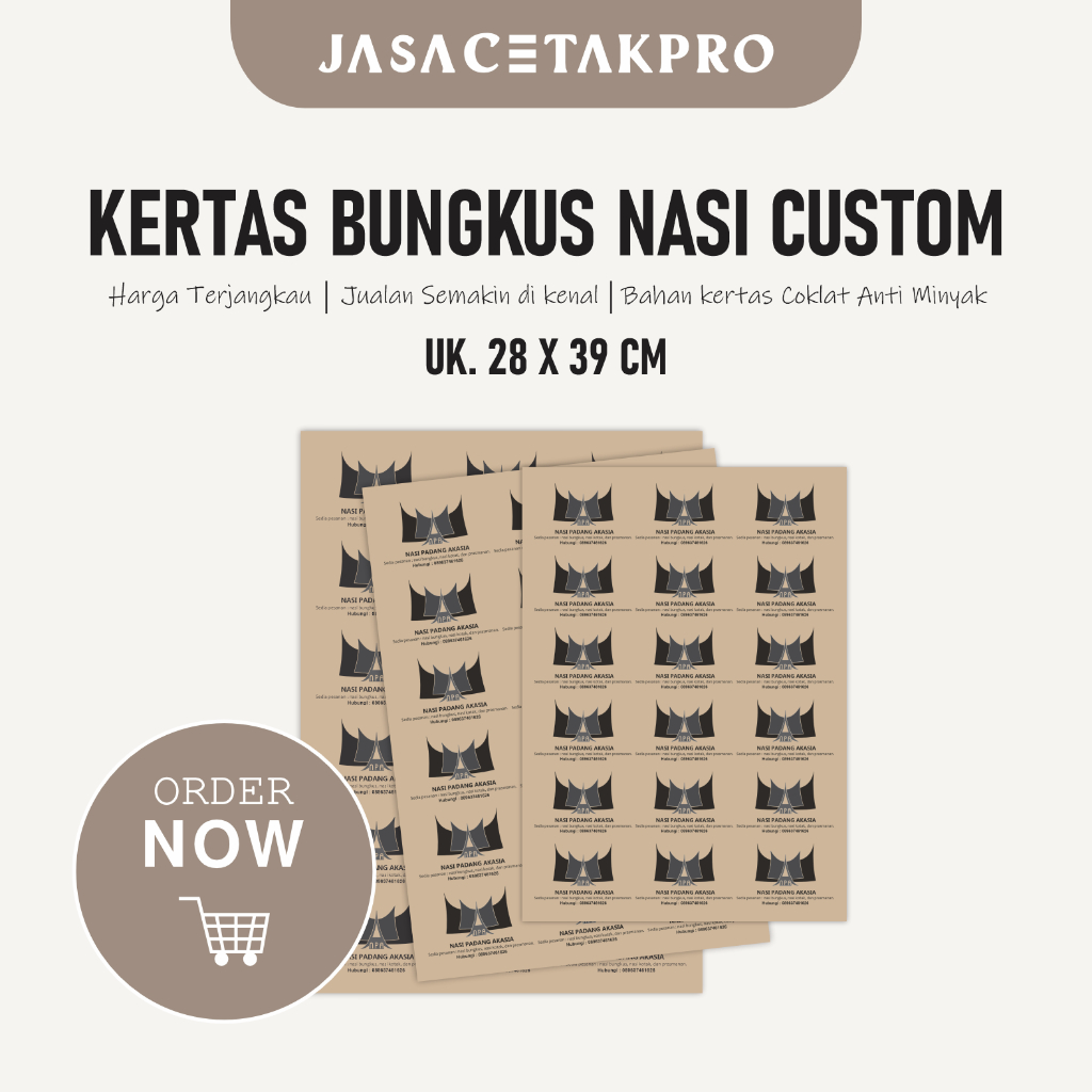 KERTAS BUNGKUS NASI CUSTOM KERTAS NASI PADANG COKLAT ANTI MINYAK