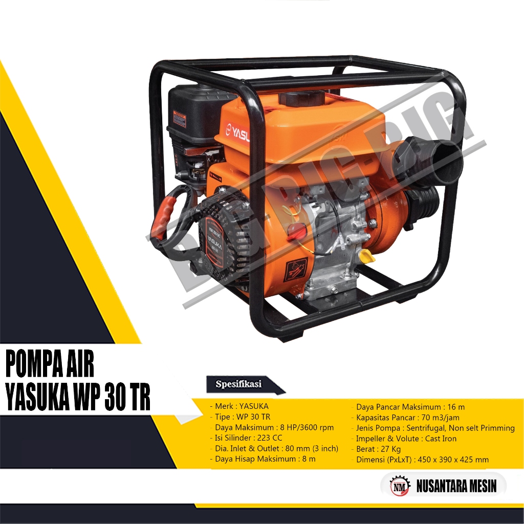 MESIN POMPA AIR SAWAH / GASOLINE WATERPUMP YASUKA WP 30 TR