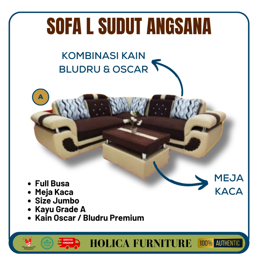 Sofa L Angsa Minimalis + Meja FREE ONGKIR (JAKARTA-TANGERANG-BOGOR)