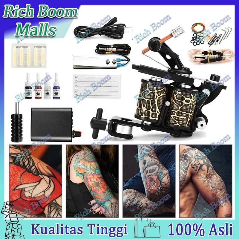 [set lengkap] Mesin tato Mesin tato lengkap Mesin tato full set Alat tatto Tattoo machine Tattoo kit