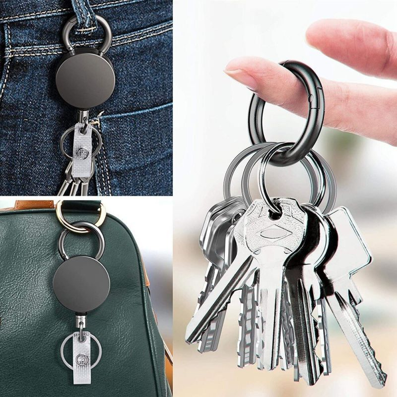 

1 Pack Retractable Badge Holder Reel, Will Well Metal ID Badge Holder with Belt Clip Key Ring for Name Card Keychain