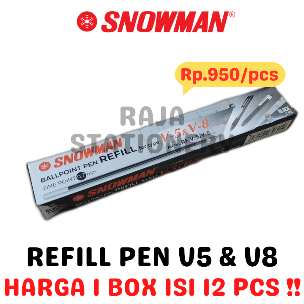 

SNOWMAN PEN V8 REFILL BLACK BLUE RED ISI ULANG PEN SNOWMAN V5 HITAM BIRU MERAH BOLPEN BALLPEN LUSIN BOX [12PCS]