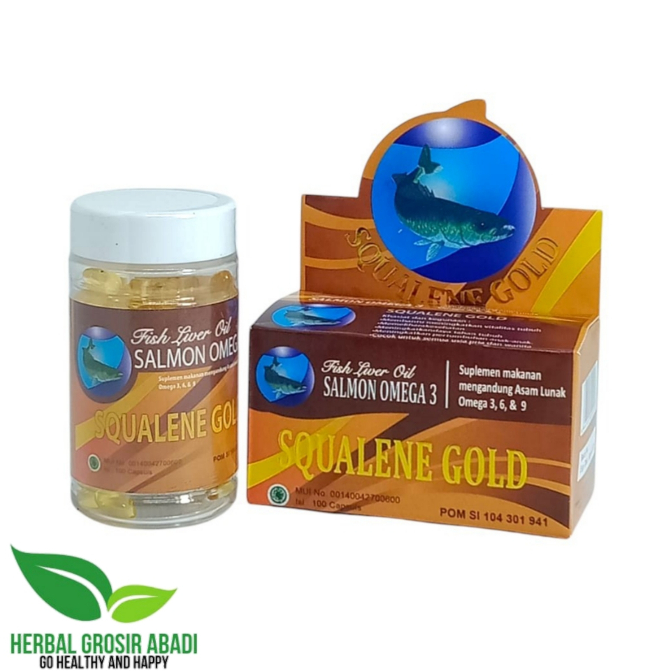 Squalene Gold 100 Kapsul | Salmon Fish Liver Oil Omega 3 | Squalen Minyak Ikan Salmon Omega 3