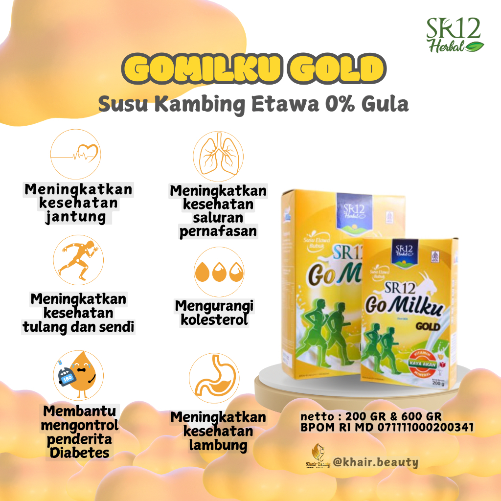 

GoMilku Gold SR12 Susu Kambing Etawa Asli Tanpa Gula 0% Khusus Untuk Tulang dan Syaraf Untuk Lansia