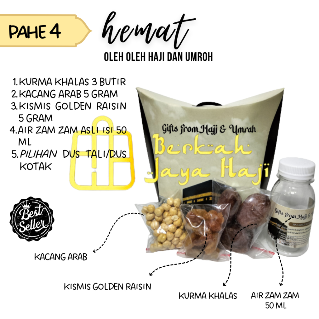 

PAKET SUPER HEMAT Oleh Oleh Haji Umroh Dus tali + zamzam + kurma + kacang arab + kismis