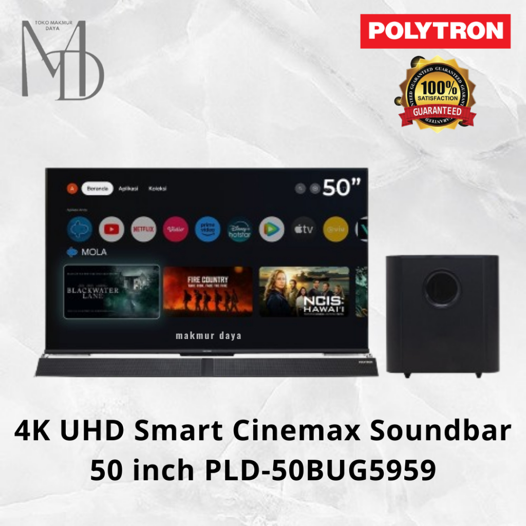 TV Polytron 50 Inch PLD50BUG5959 /PLD50BUG5058  / PLD 50BUG 5058 Smat Cinemax Soundbar 50BUG