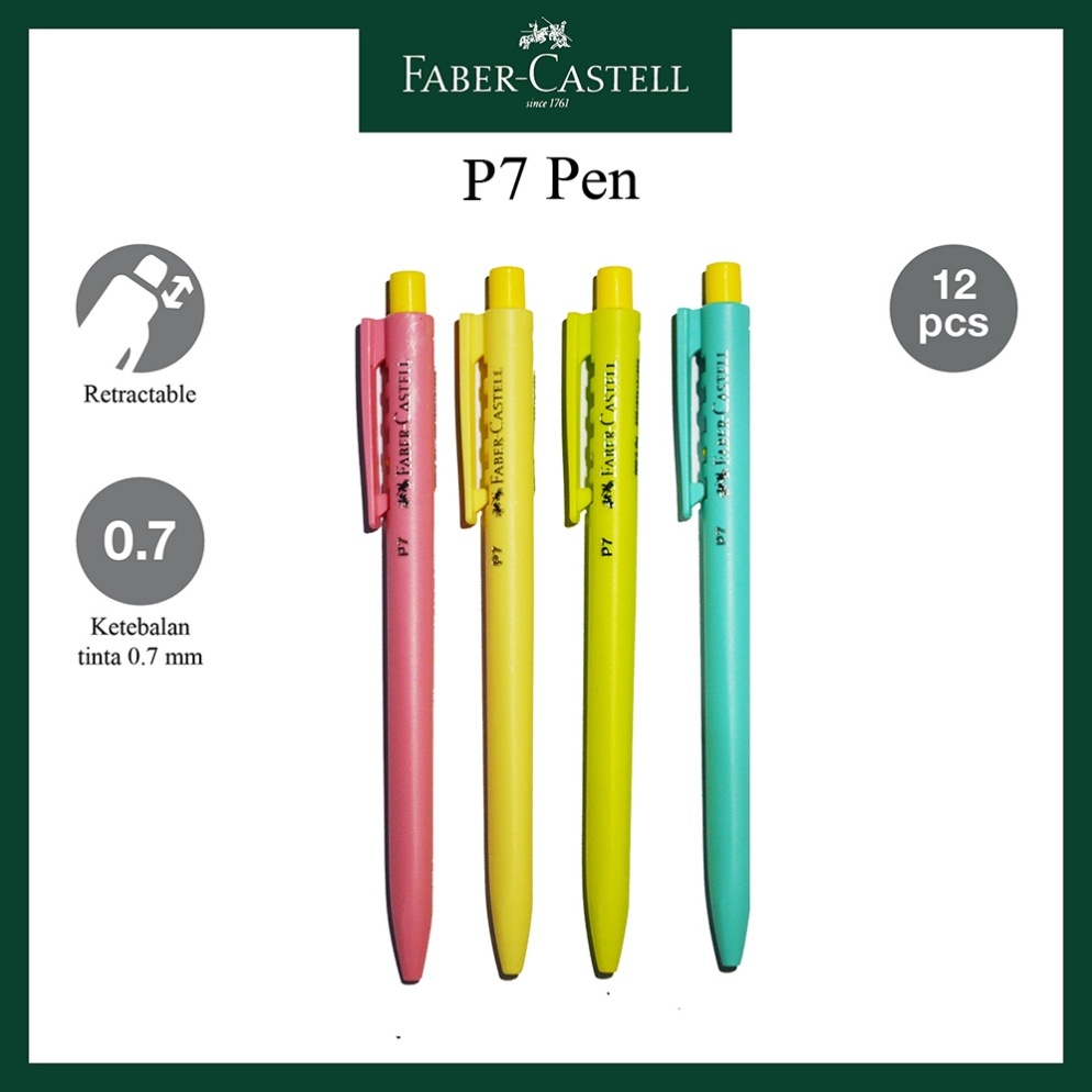 

KODE K79Q Pulpen Faber Castell P7 Pastel P7 Ballpoint Pen Harga Per Box PROMO 12 Gratis 2 Pcs