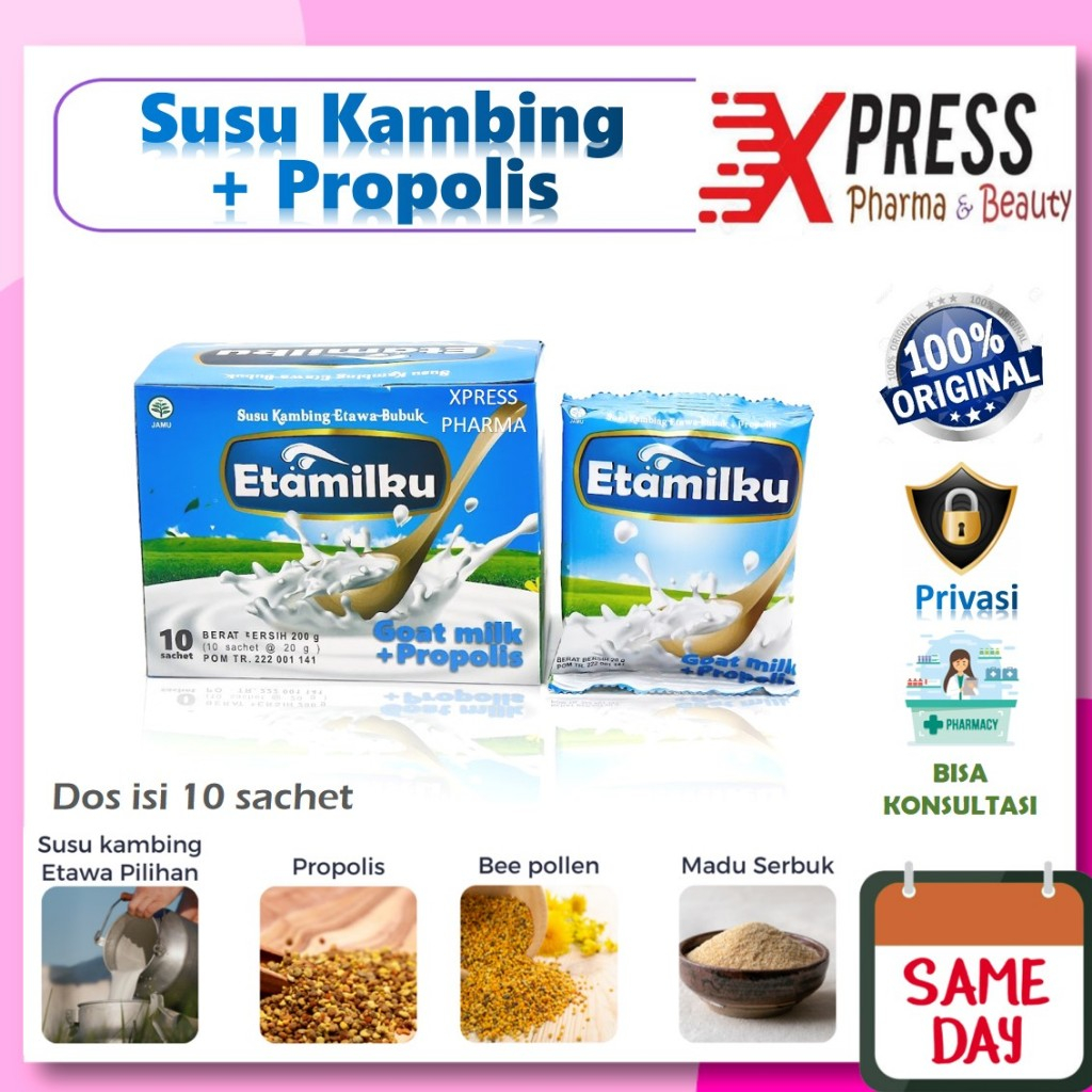 

XPRESS ! DOS ETAMILKU Etawa isi 10 sachet Susu Kambing + Propolis Goat milk Etamil Ku Dus Box Boks Zx
