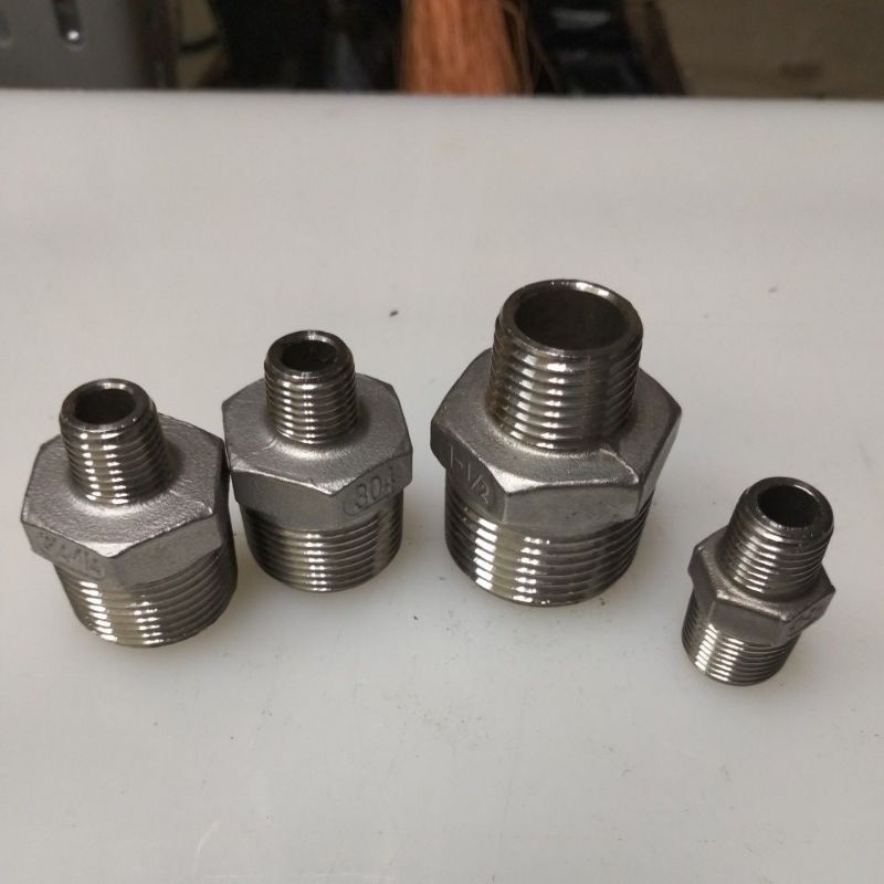Double Nepel Reducer Stainless SS304 Vlok Dobel Nipple Doubel Nepple SS 304 " inch x " inch male x m