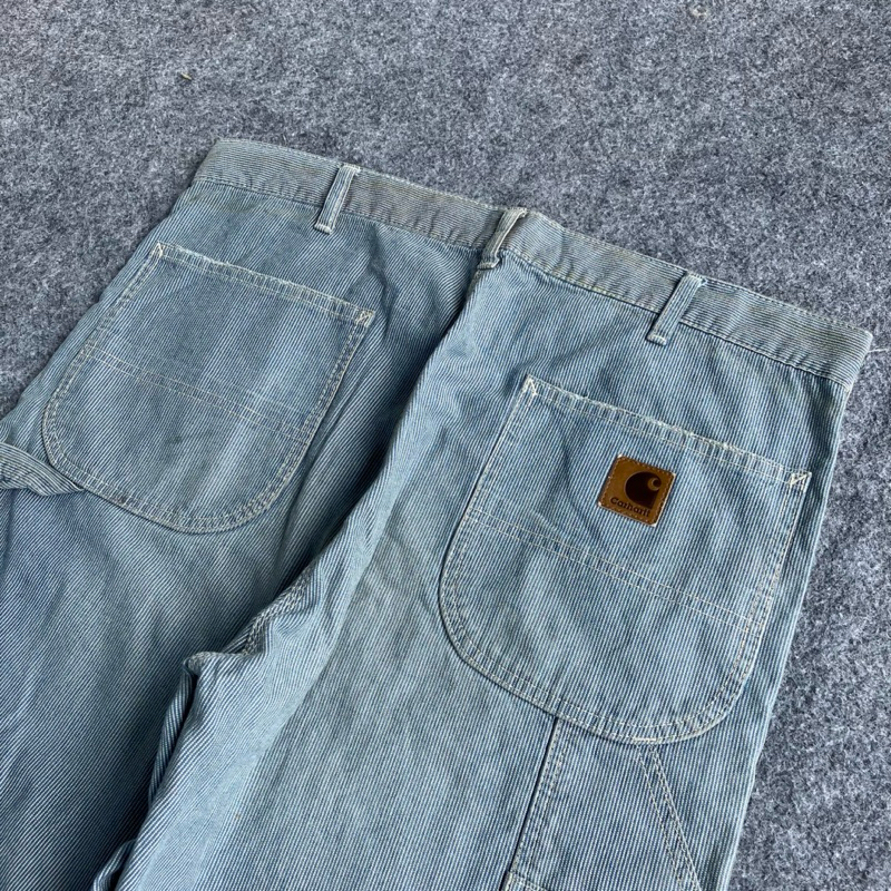 Celana Panjang Vintage CARHARTT Hickory Carpenter Cargo Vtg Long Pants Denim Jeans Original