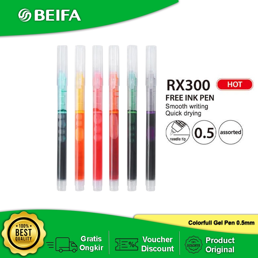 

Beifa Fountain Pen 0.5mm Needle Tip Large Capacity / Quick Drying Ink Pen / Writing Smooth / Ultra Fine RX300 6 Warna