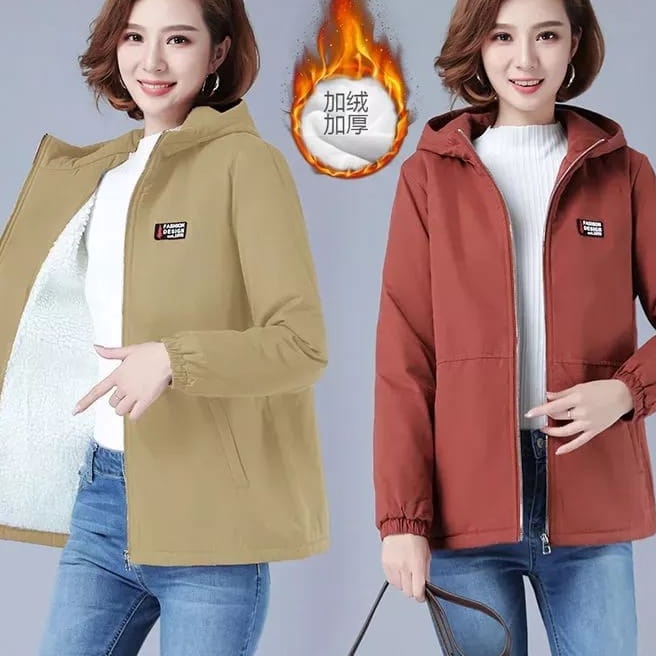 FG2 Jaket Wanita Korea Import Kekan Crop  Jaket Winter Wanita Bulu Korea Import