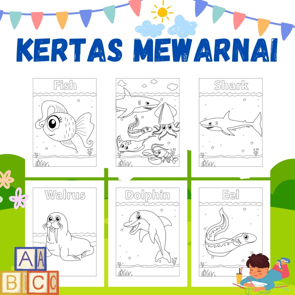 

KERTAS MEWARNAI COLORING SATU PACK TEMA BINATANG LAUT | COLORING BOOK | KERTAS MEWARNAI ANAK PAUD TK SD