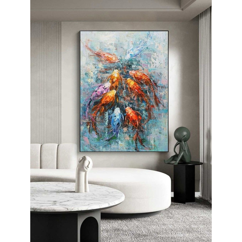 Lukisan minimalis moder koi abstrak