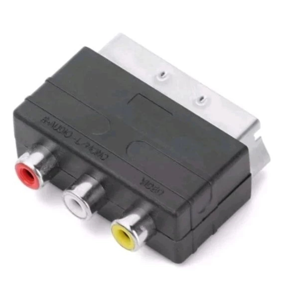 Scart AV to 3 RCA Audio Video Adaptor Converter Jack Jek Konverter Connector Konektor Socket RGB TV 