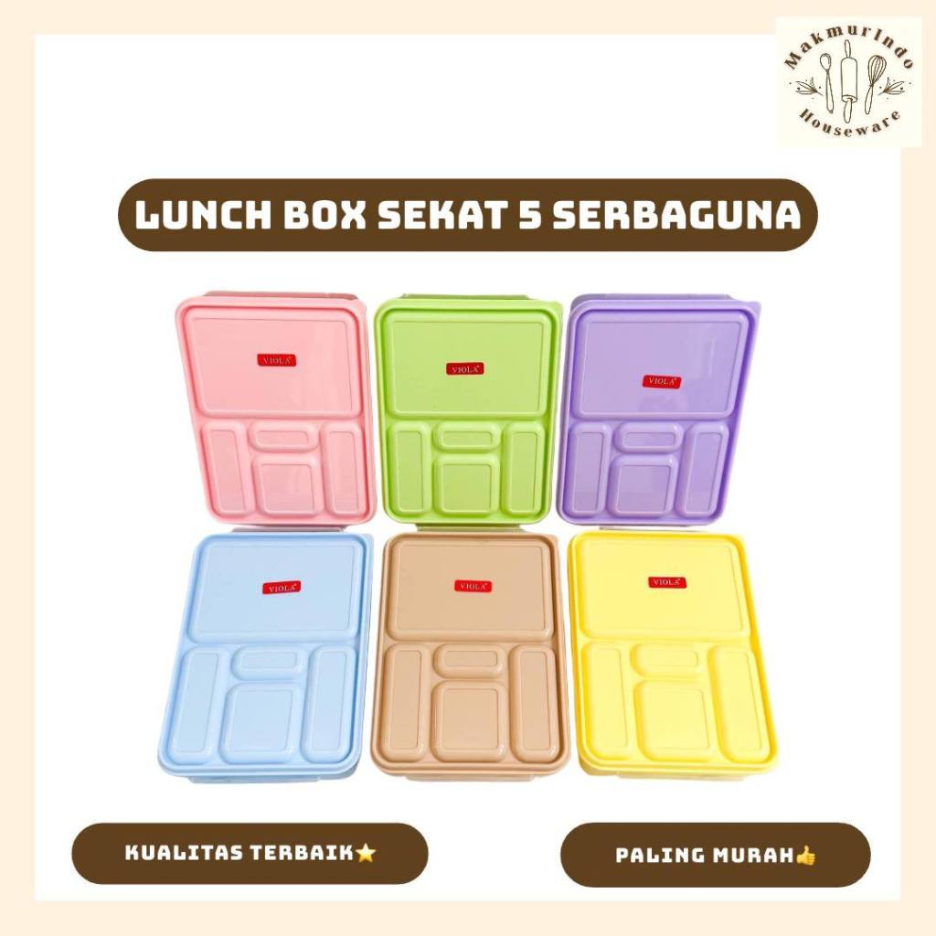 Lunch Box Plastik Sekat 5 - MAKMURINDO HOUSEWARE