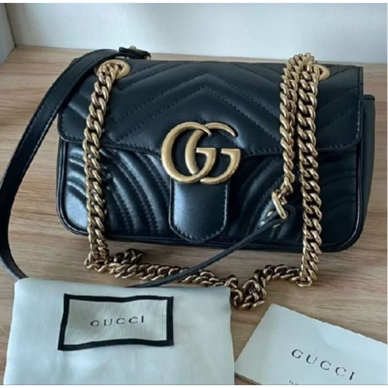 TAS Wanita FASHION Original - GUCCI Marmont Medium Sling Bag Balzip - Hitam/ Black (new)