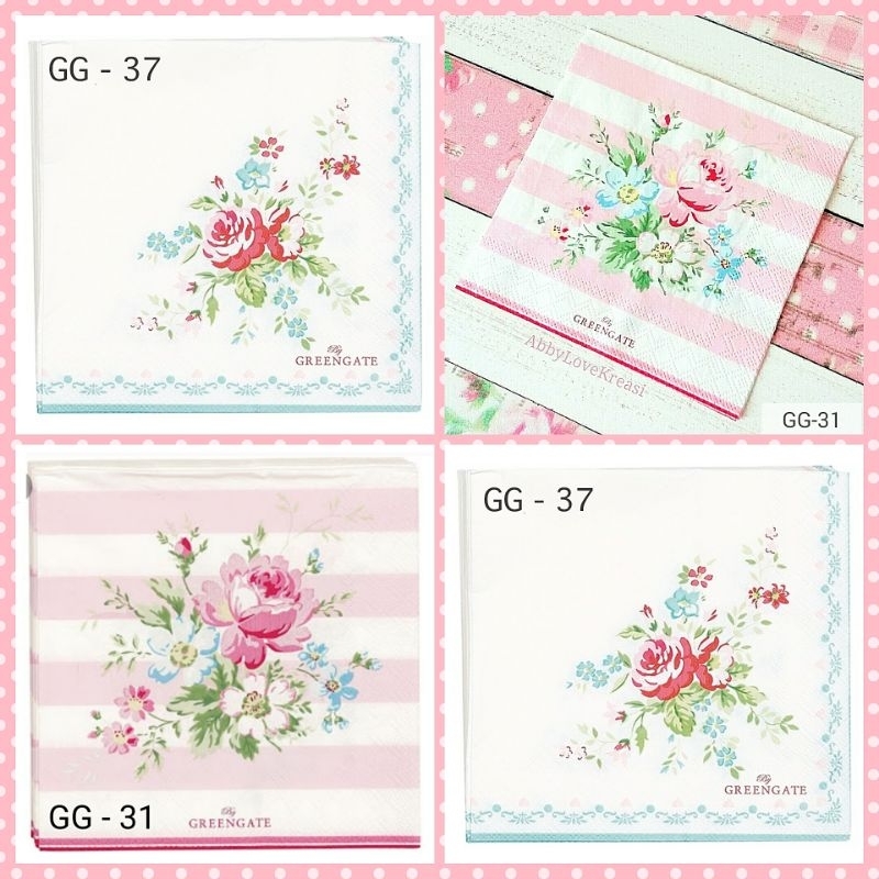 

Napkin Decoupage Per 1 Lembar Paper Tissue Servietten Greengate Ori Denmark Kerajinan Seni Tempel