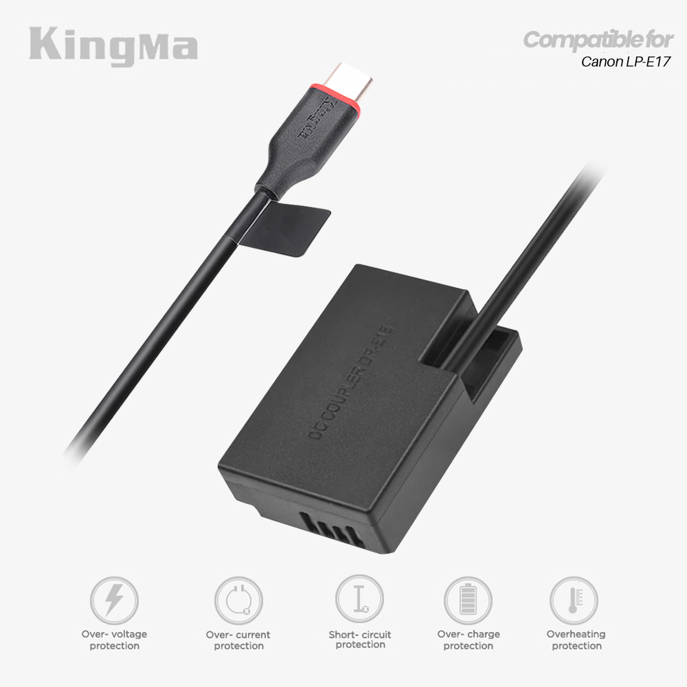 KINGMA Type C USB Dummy Battery for Canon LP-E17 Power Bank Adapter