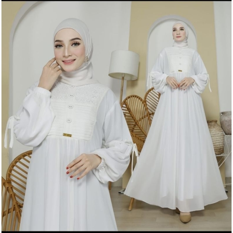 gamis putih ceruty baby doll