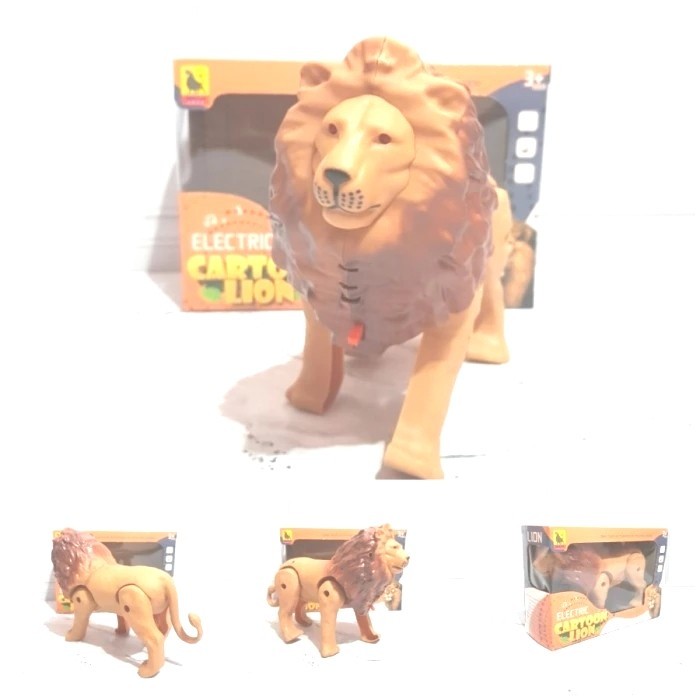 Mainan Anak Singa Bisa Jalan Bersuara Baterai Hewan Cartoon Lion  Mainan Singa