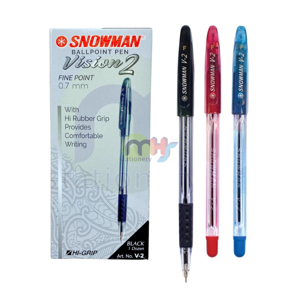 

Bolpoin Pulpen Ballpoint Semi Gel Pen Pena Snowman Vision 2 1 Box 12 Pcs Tinta Hitam Stationery