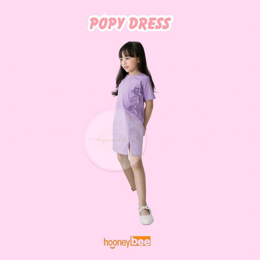 Hooneybee Popy Lilac - Dress Anak Perempuan [Size 1-5 Th] Baju Dres Kaos Cewek