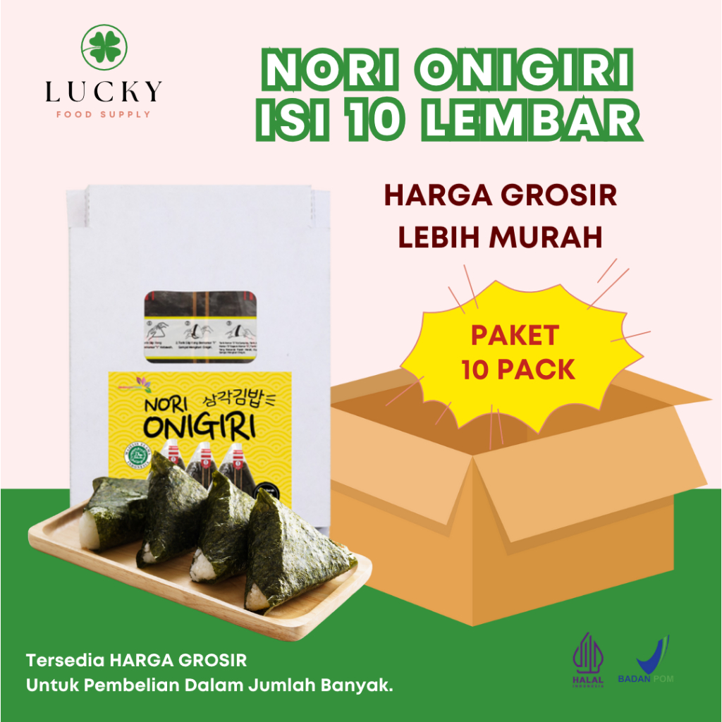 

Grosir Nori Onigiri 1 Dus | Nori Wrapper Khusus Bungkus Nori Triangle / Sushi Nori / Kimbab Korea