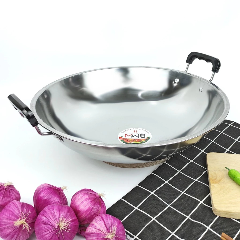 Wajan Oko 30 Cm Penggorengan  Kuali Wok Pan Pan Gagang Stainless Steel Tebal Penggorengan Murah