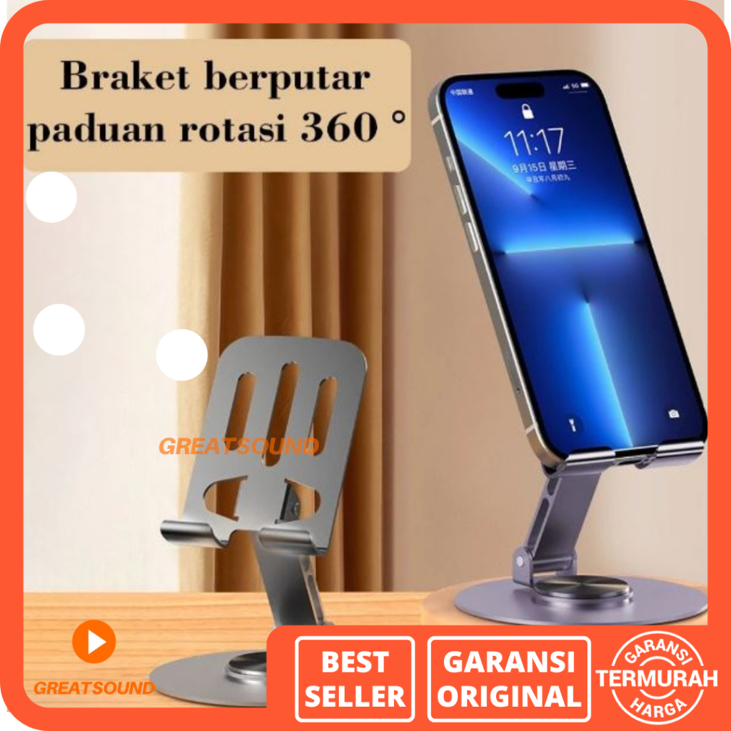 Phone Holder Metal 360 Stand Holder HP Ipad Tablet Holder HP Meja Anti Slip