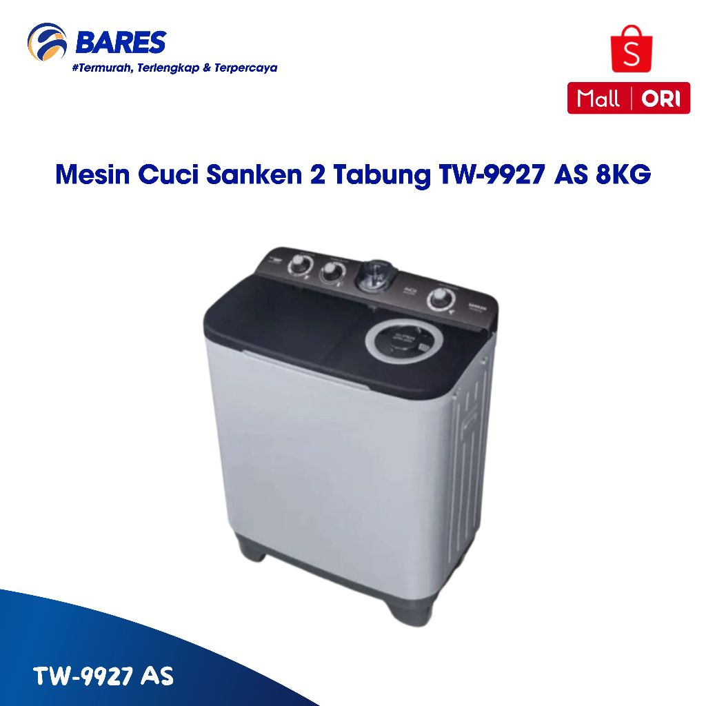 Mesin Cuci Sanken 2 Tabung TW-9927 AS 8KG