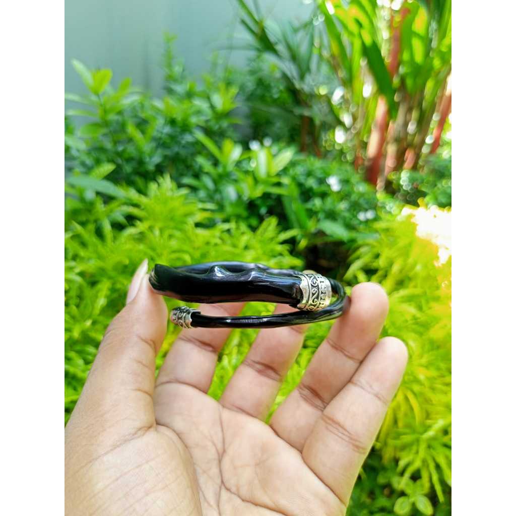 gelang akar bahar hitam kobinasi alpaka / akar bahar hitam