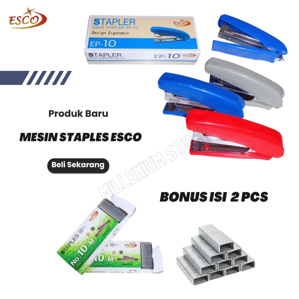 

Staples Stapler Jepretan Hekter / Mesin Staples / Stapler Esco (Bonus Isi 2 Kotak) / Staples Hekter Jepretan / Staples Esco