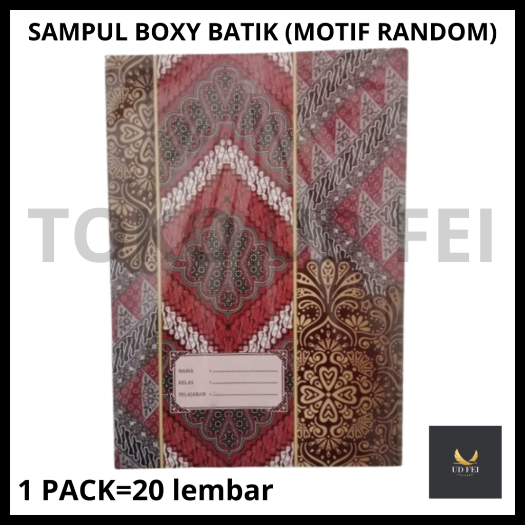 

(1 PACK=20 LEMBAR- MOTIF RANDOM) SAMPUL BATIK/ SAMPUL BUKU BOXY/SAMPUL BOXY BATIK