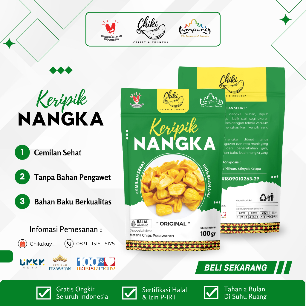 

Chiki.kuy - Keripik Nangka 100 Gram | Cemilan Sehat Crispy & Crunchy