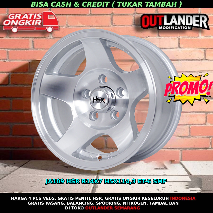 Pelek mobil ring 14 pcd 5x114,3 innova rush terios xpander hilux l300 hsr ja109 r14 silver polish