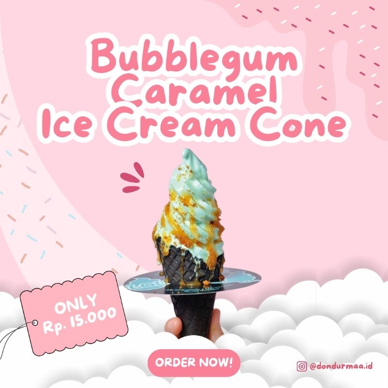 

Bubblegum Caramel Ice Cream Cone