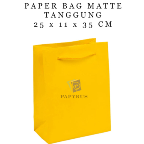 

PAPER BAG POLOS / HAMPERS BAG / GOODIE BAG / SOUVENIR BAG / TAS KADO POLOS / GIFT BAG / PAPER BAG MATTE DOFF TANGGUNG KUNING 25 CM x 11 CM x 35 CM