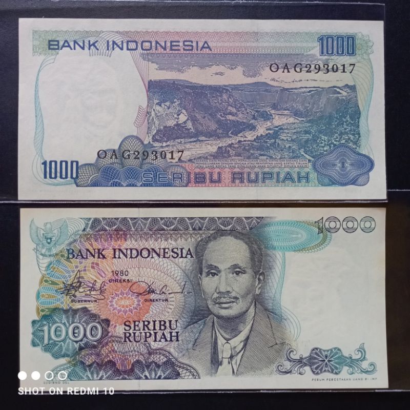 uang kertas kuno 1000 sutomo tahun 1980 baru utuh asli