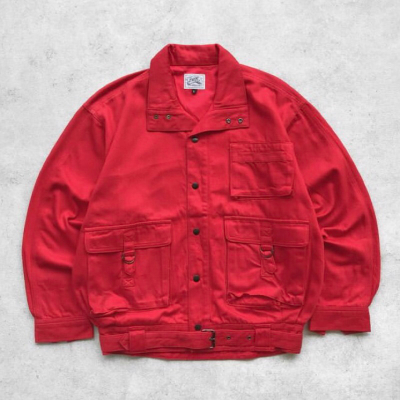 Zazou Jhon Bull Vtg Red Big Pocket Jacket | Multipocket Jacket | Red Jacket