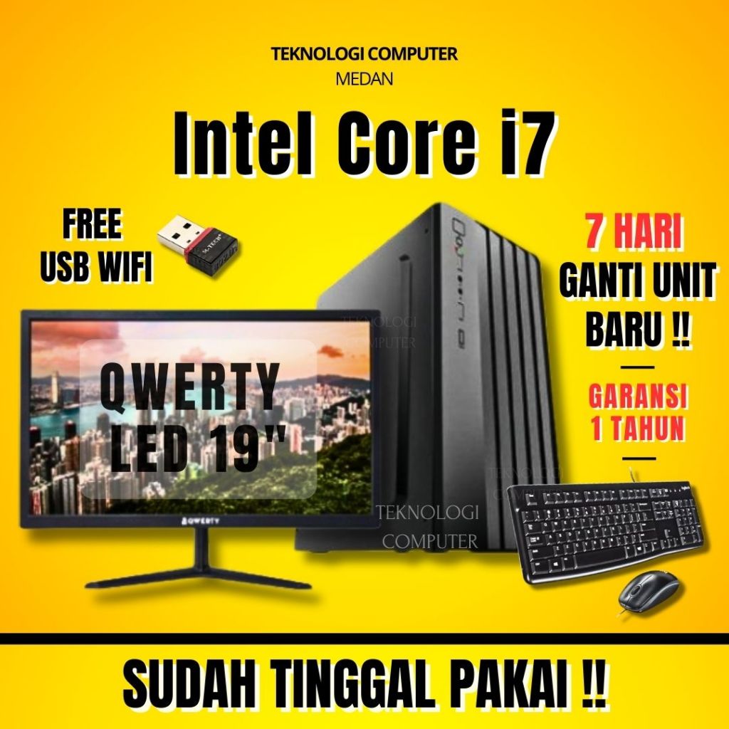 Core i7 ‖ Full Set 19" Qwerty ‖ Komputer Kantor Admin Sekolah ‖ CPU PC Rakitan