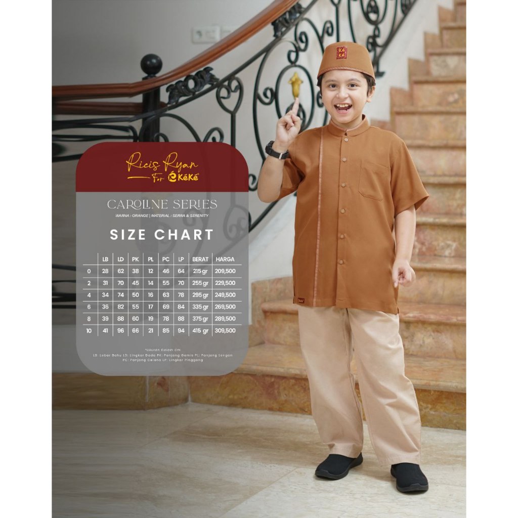KEKE - Koko Anak Caroline Series Orange Setelan Koko Anak Laki-laki