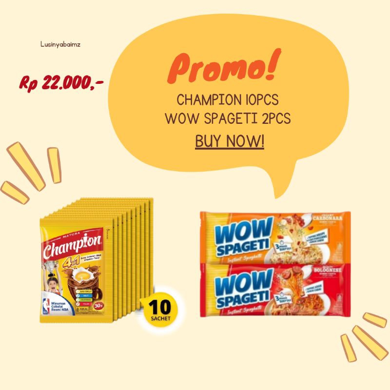 

10 pcs CHAMPION & 2 pcs WOW SPAGETI