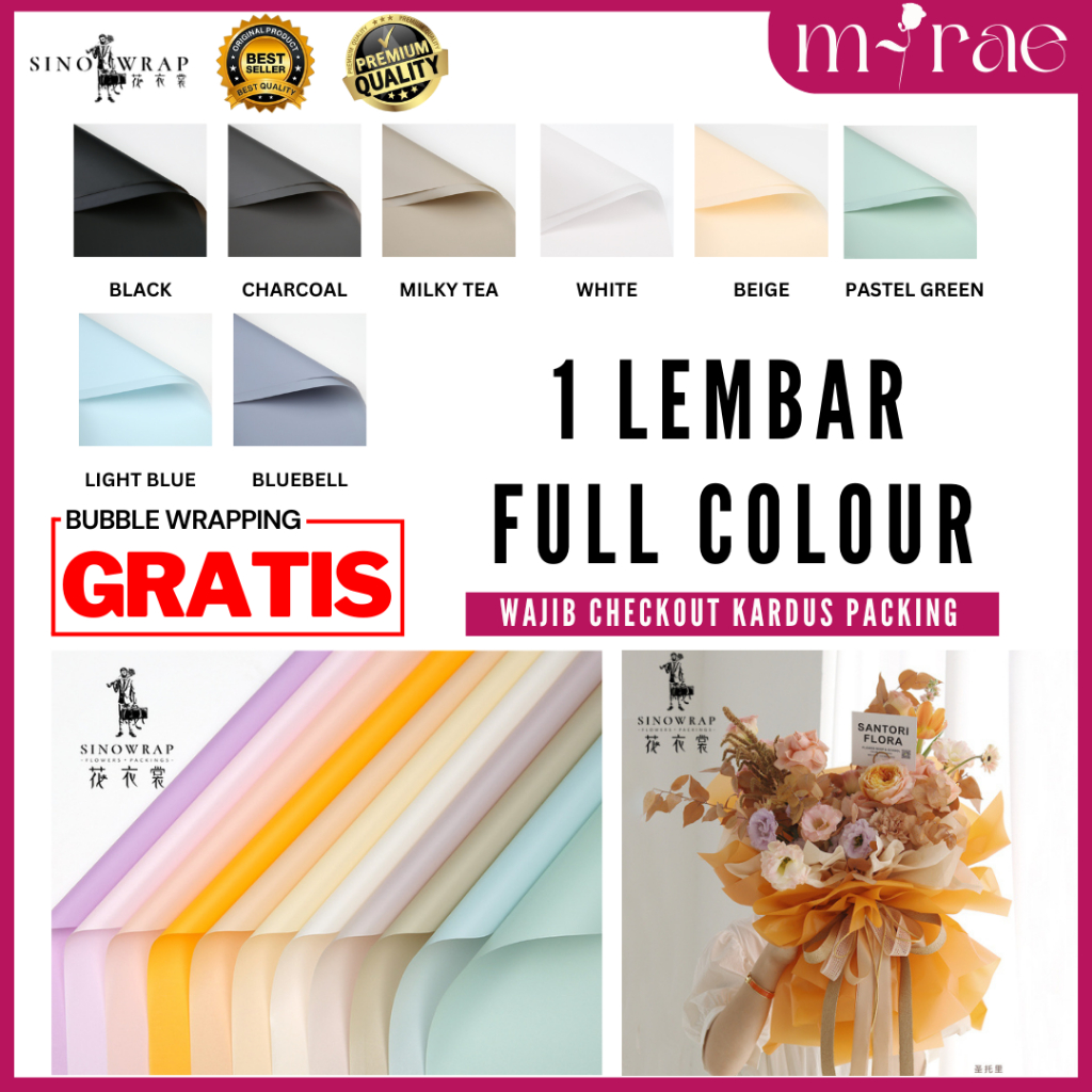 

KERTAS BUKET BUNGA CELLOPHANE FULL COLOUR PREMIUM SINOWRAP FLOWER WRAPPING [1 LEMBAR]