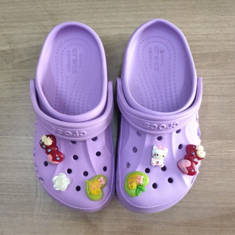 SANDAL CROCS BAYA J2 34 35 CLASSIC NO CUTTING UNGU PURPLE LILAC FULL UNGU PURPLE J2 INSOLE 20.5CM MU