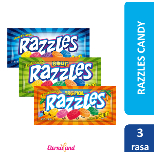 

Razzles Candy & Gum - permen karet rasa buah impor USA