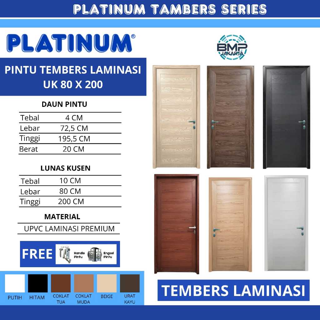 PINTU UPVC LAMINASI PREMIUM UKURAN 80 X 200