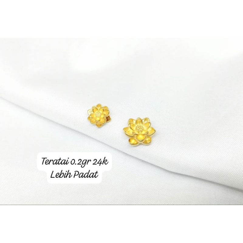 Charm Emas Asli Teratai 24K Hongkong 999%